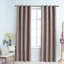 vidaXL Gordijn verduisterend met metalen ringen 2 st 140x175 cm taupe