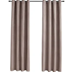 vidaXL Gordijn verduisterend met metalen ringen 2 st 140x175 cm taupe