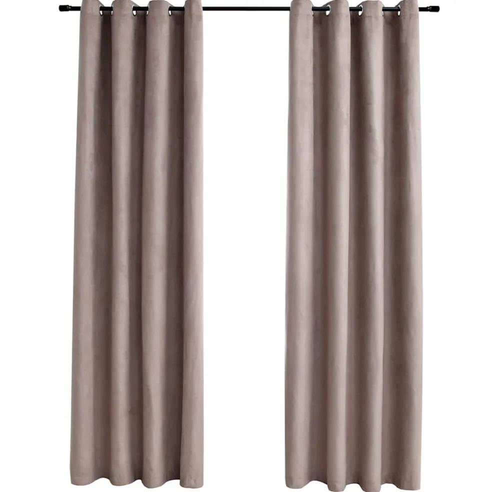 vidaXL Gordijn verduisterend met metalen ringen 2 st 140x175 cm taupe