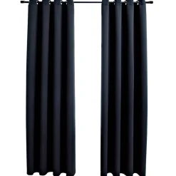 vidaXL Gordijn verduisterend met metalen ringen 2 st 140x175 cm zwart