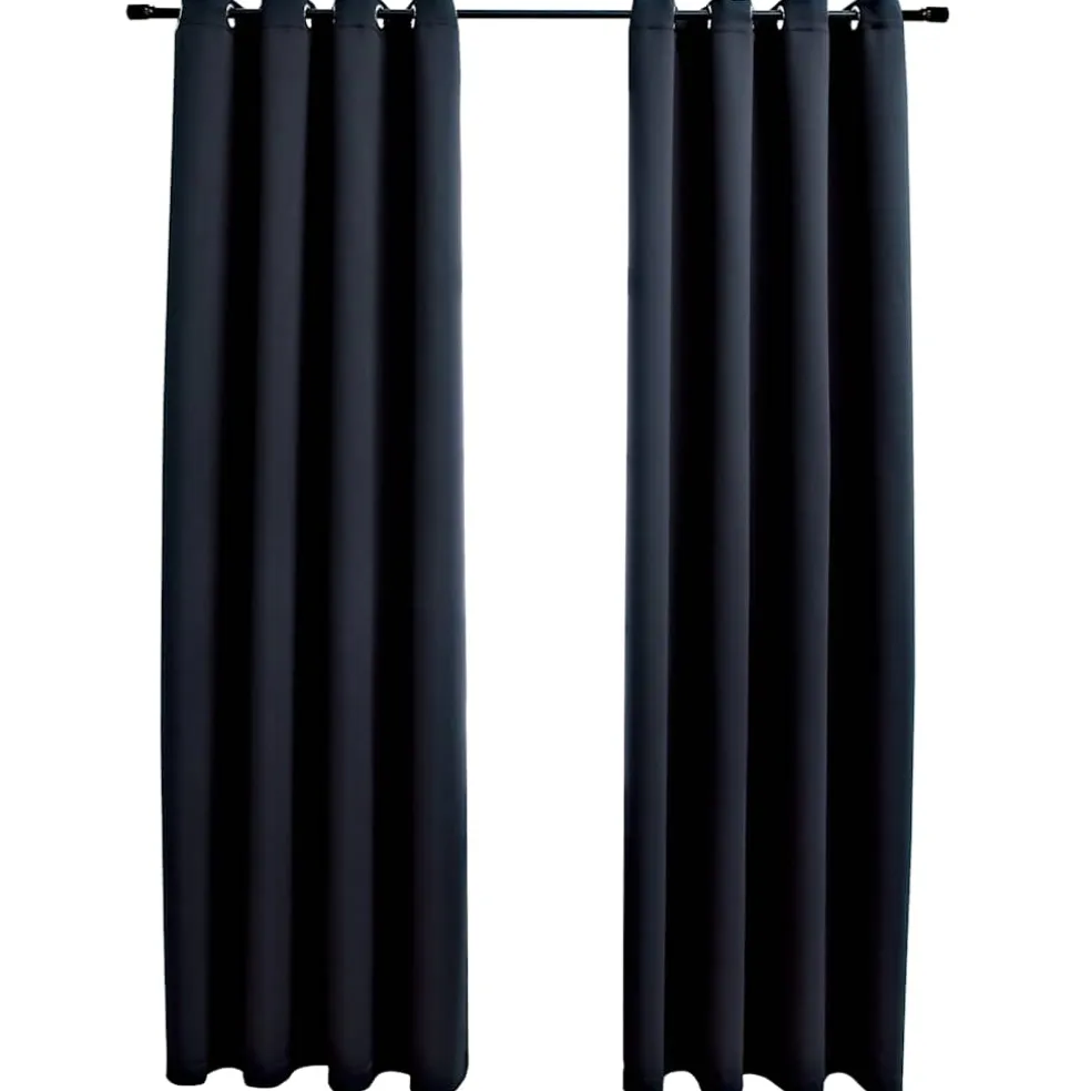 vidaXL Gordijn verduisterend met metalen ringen 2 st 140x175 cm zwart