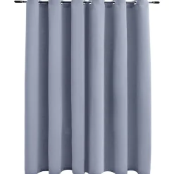 vidaXL Gordijn verduisterend met metalen ringen 290x245 cm grijs