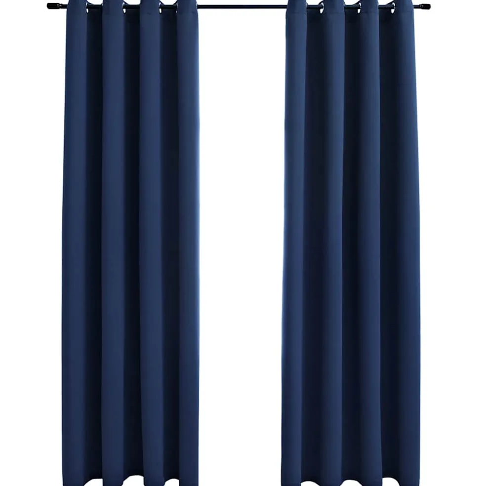 vidaXL Gordijn verduisterend met metalen ringen 2 st 140x175 cm blauw
