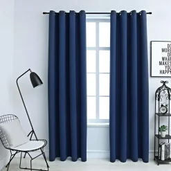 vidaXL Gordijn verduisterend met metalen ringen 2 st 140x175 cm blauw