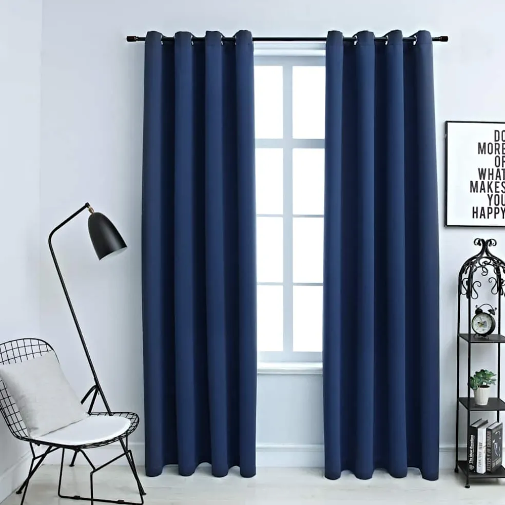 vidaXL Gordijn verduisterend met metalen ringen 2 st 140x175 cm blauw