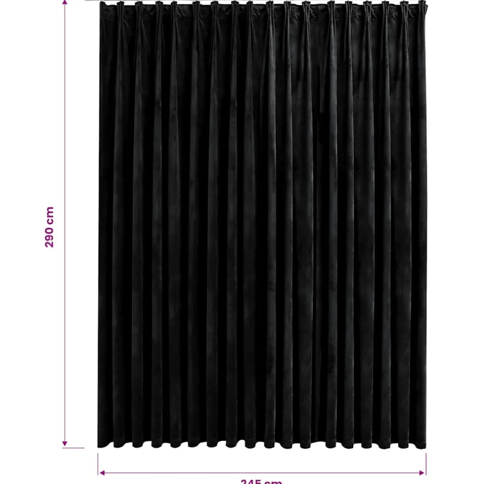 vidaXL Gordijn verduisterend met haken 290x245 cm fluweel zwart