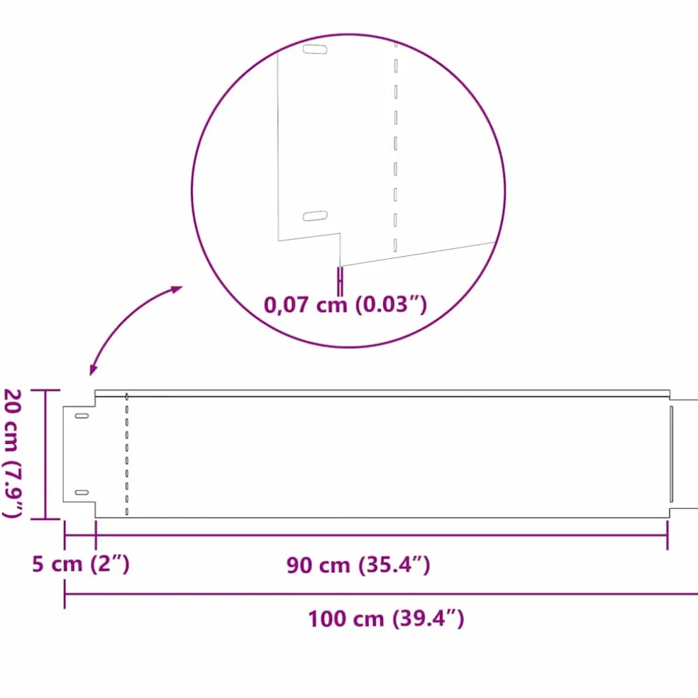 vidaxl Grashek 100 x 20 x 0.07 cm Gegalvaniseerd staal