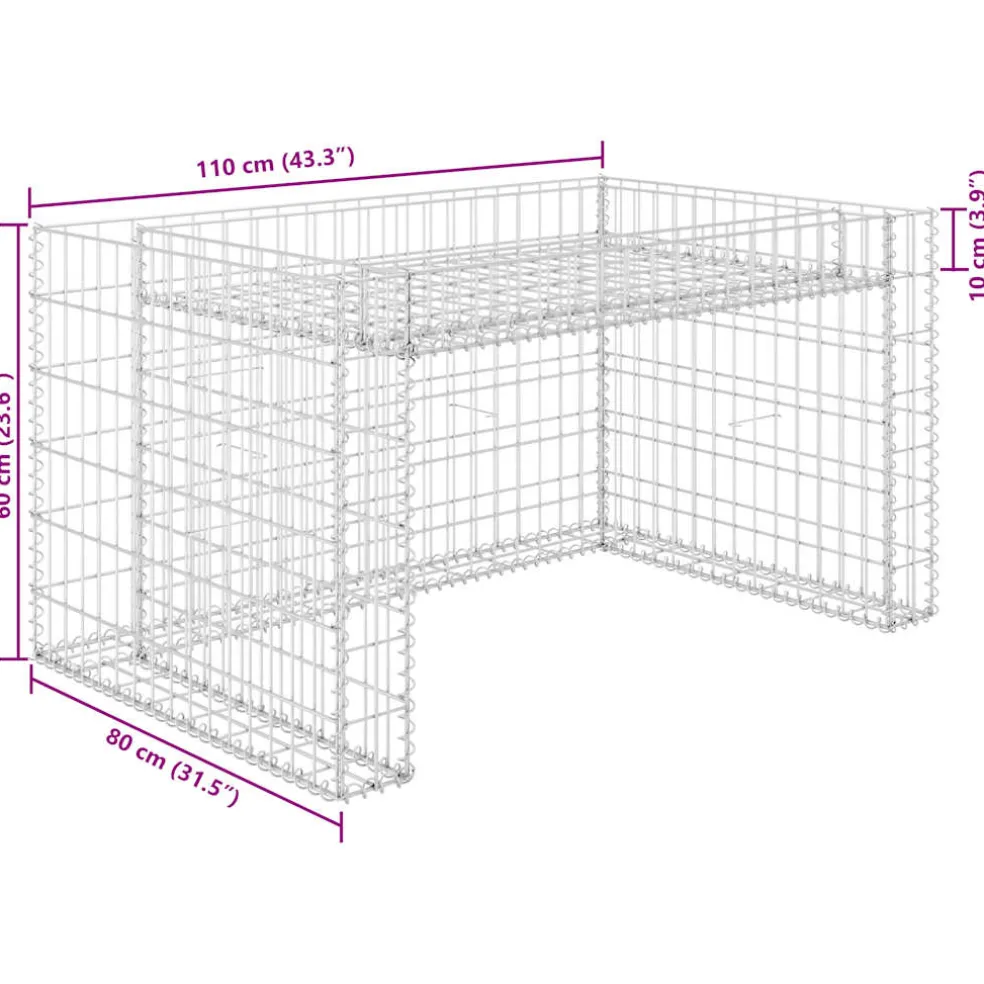 vidaXL Grasmaaieroverkapping met plantenbak 110x80x60cm staaldraad