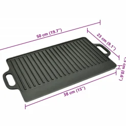 vidaXL Grillplaat dubbelzijdig 50x23 cm gietijzer
