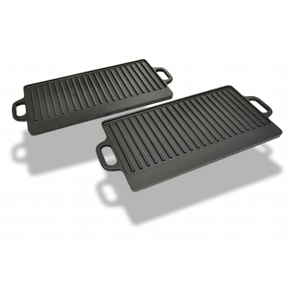 vidaXL Grillplaat gietijzer dubbelzijdig 38x23 cm 2 st