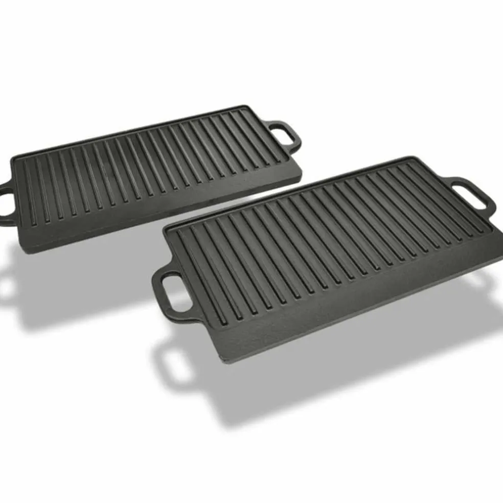 vidaXL Grillplaat gietijzer dubbelzijdig 38x23 cm 2 st