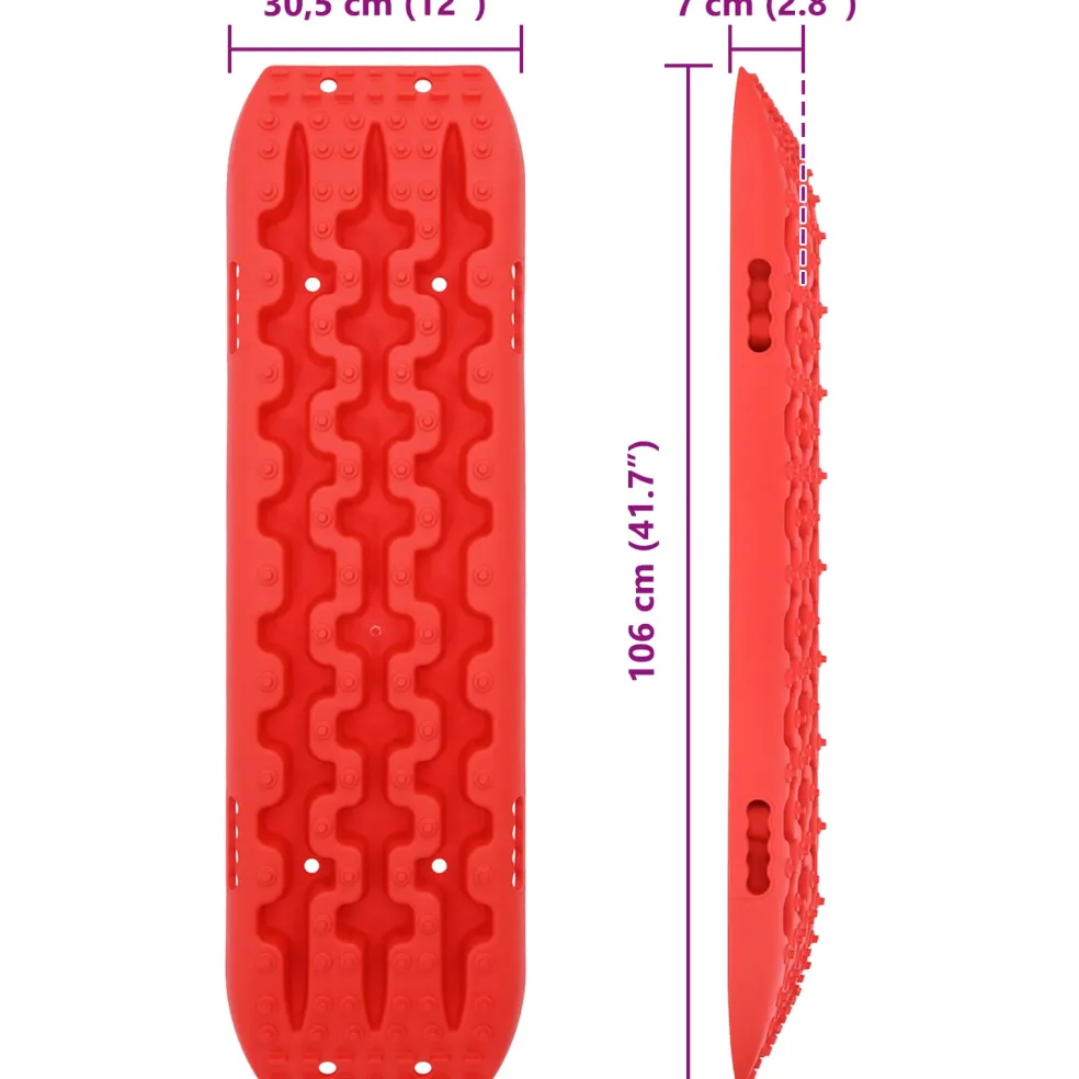 vidaXL Gripplaat 2 st Rood 106 x 30,5 x 7 cm Versterkt nylon