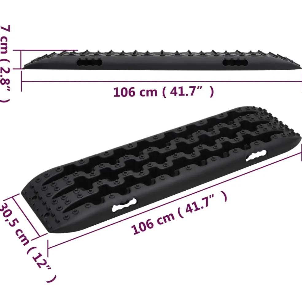 vidaXL Gripplaten 2 st 106x30,5x7 cm nylon zwart