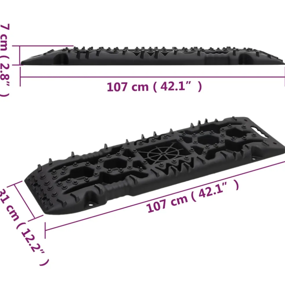 vidaXL Gripplaten 2 st 107x31x7 cm nylon zwart