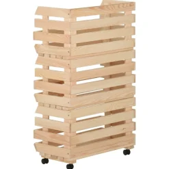 vidaXL Groentetrolley 37x30x80 cm massief grenenhout