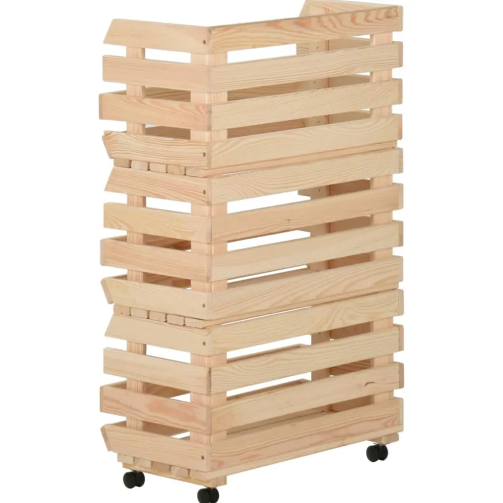 vidaXL Groentetrolley 37x30x80 cm massief grenenhout