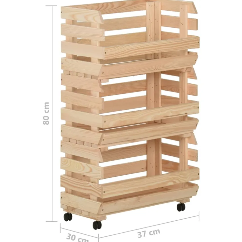 vidaXL Groentetrolley 37x30x80 cm massief grenenhout