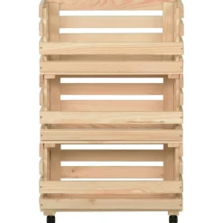 vidaXL Groentetrolley 37x30x80 cm massief grenenhout