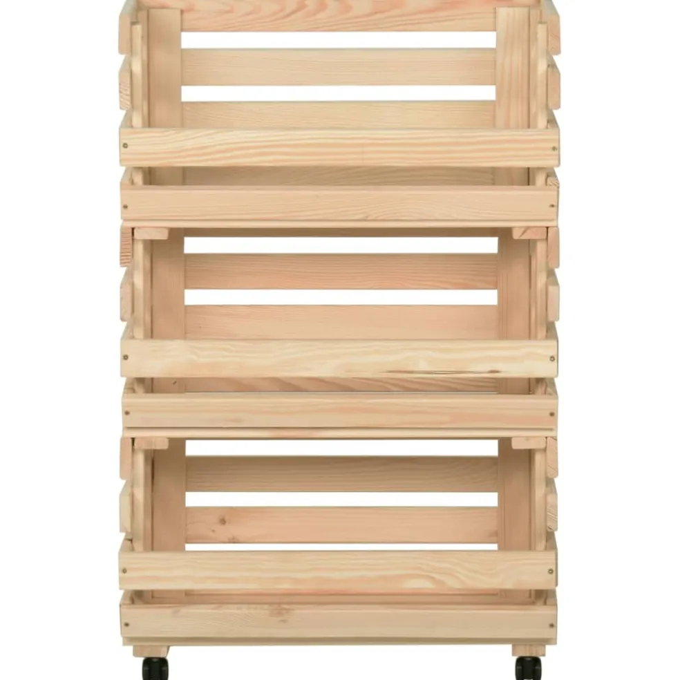 vidaXL Groentetrolley 37x30x80 cm massief grenenhout