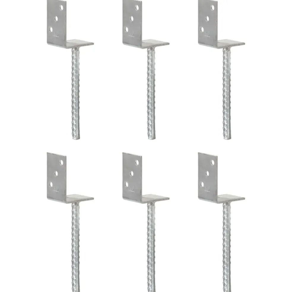 vidaXL Grondankers 6 st 8x6x30 cm gegalvaniseerd staal zilverkleurig