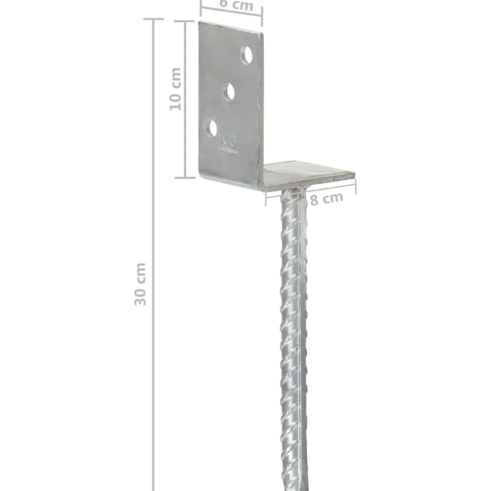 vidaXL Grondankers 6 st 8x6x30 cm gegalvaniseerd staal zilverkleurig