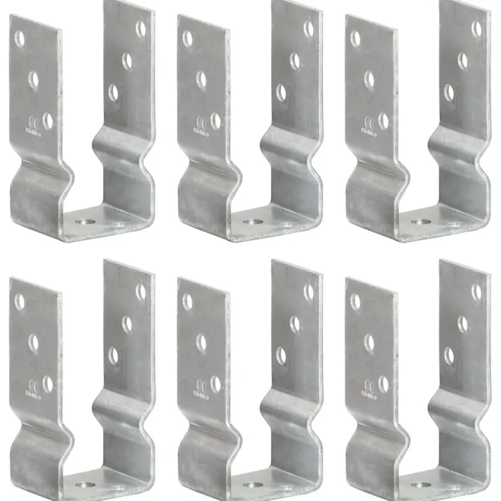 vidaXL Grondankers 6 st 7x6x15 cm gegalvaniseerd staal zilverkleurig