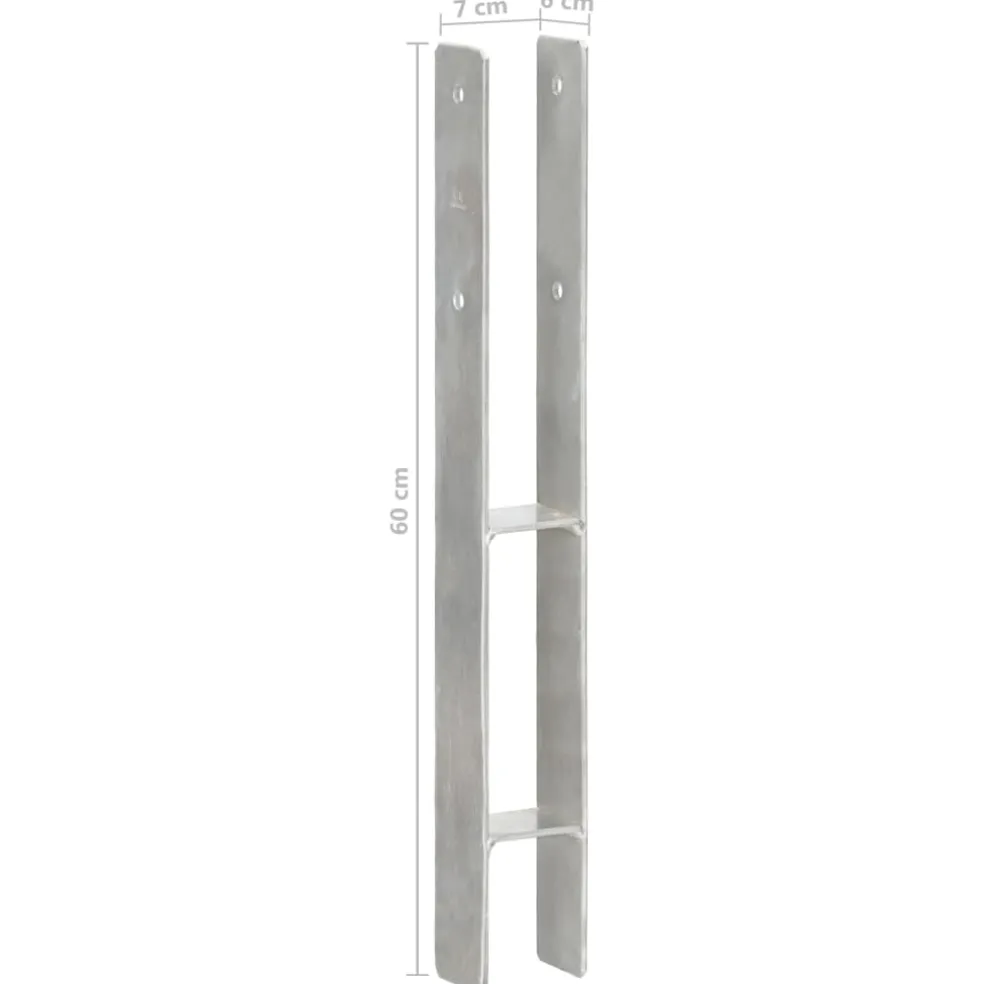 vidaXL Grondankers 6 st 7x6x60 cm gegalvaniseerd staal zilverkleurig