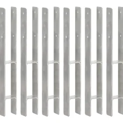 vidaXL Grondankers 6 st 7x6x60 cm gegalvaniseerd staal zilverkleurig