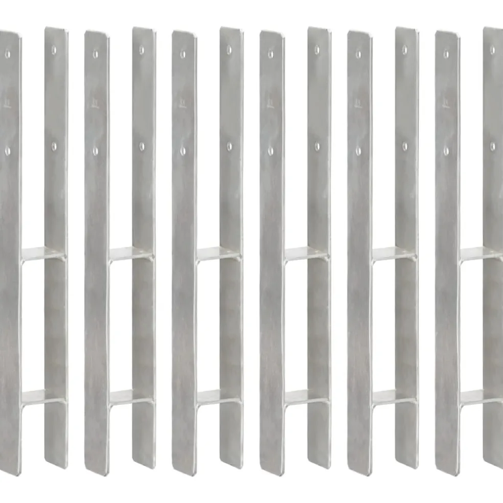 vidaXL Grondankers 6 st 7x6x60 cm gegalvaniseerd staal zilverkleurig