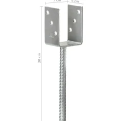 vidaXL Grondankers 6 st 7x6x30 cm gegalvaniseerd staal zilverkleurig