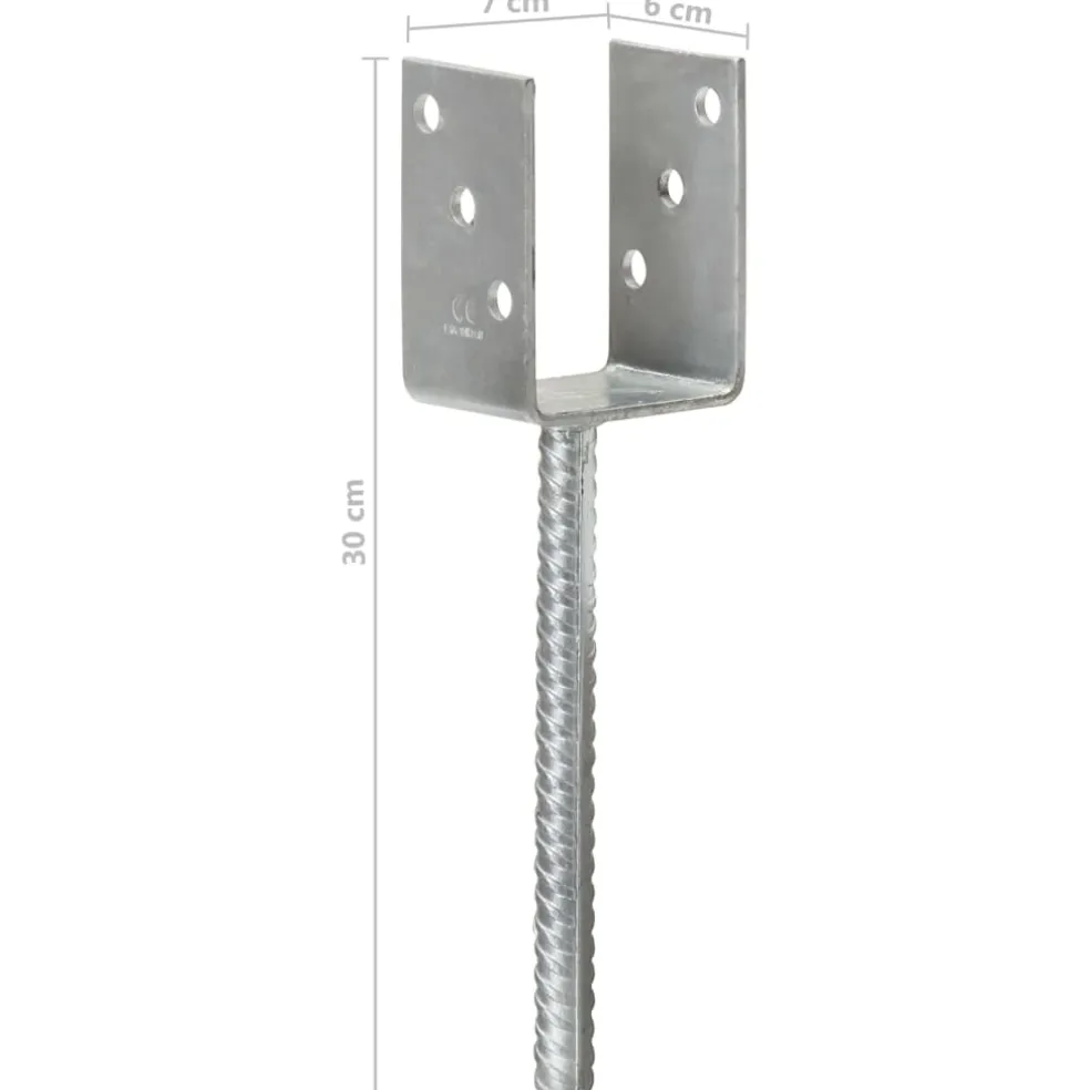 vidaXL Grondankers 6 st 7x6x30 cm gegalvaniseerd staal zilverkleurig