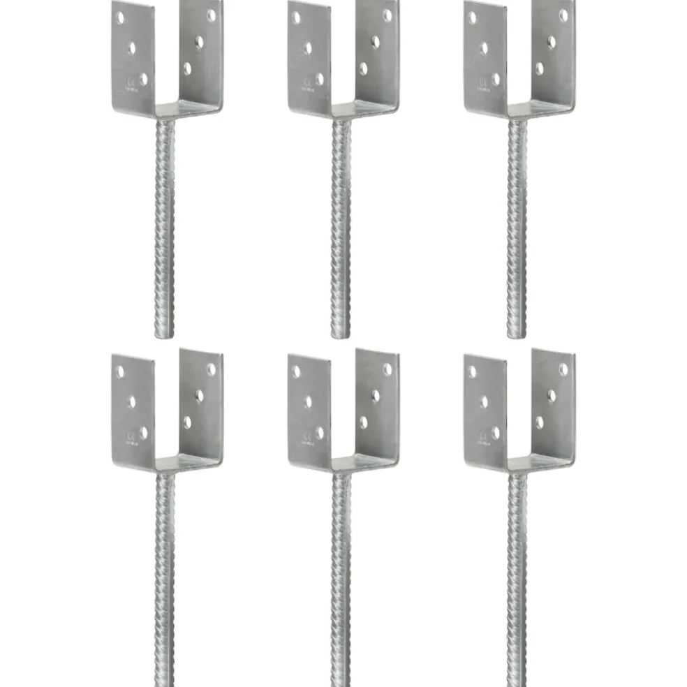 vidaXL Grondankers 6 st 7x6x30 cm gegalvaniseerd staal zilverkleurig