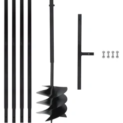 vidaXL Grondboor met handvat 250 mm met verlengbuis 4 m staal