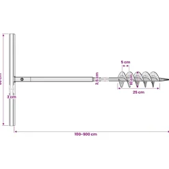 vidaXL Grondboor 100 mm met 9 m verlengstuk Staal