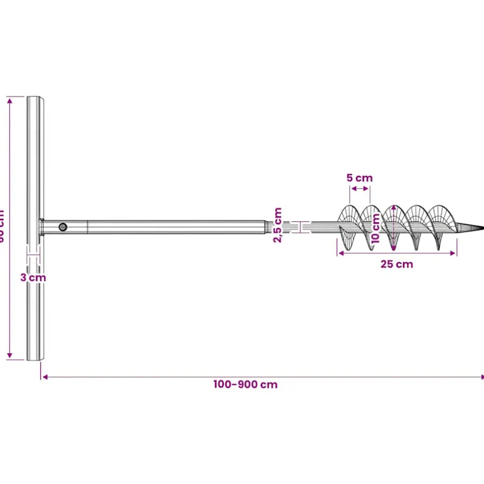 vidaXL Grondboor 100 mm met 9 m verlengstuk Staal
