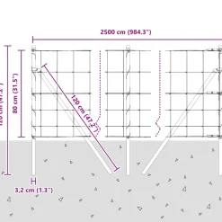 vidaXL Grond Fix Gelast Draadhek 25 x 0,8 m Gegalvaniseerd staal Mesh