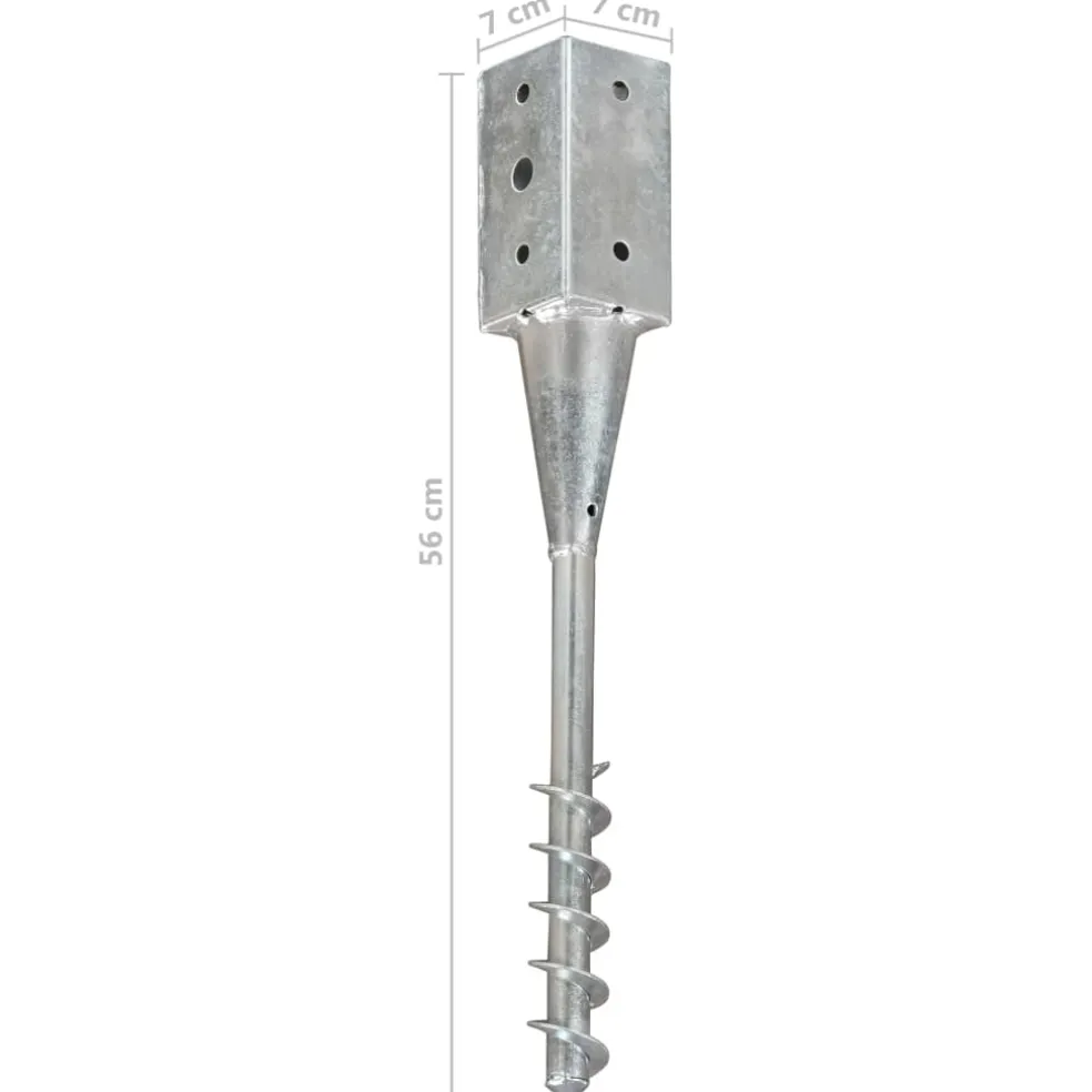 vidaXL Grondpinnen 2 st 7x7x56 cm gegalvaniseerd staal zilverkleurig