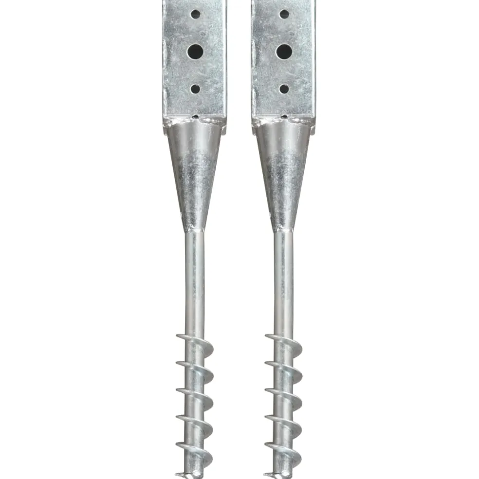 vidaXL Grondpinnen 2 st 7x7x56 cm gegalvaniseerd staal zilverkleurig