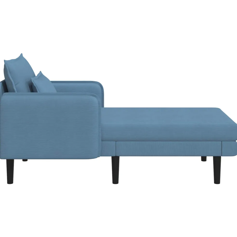 vidaXL Grote chaise longue Blauw Katoenen stof