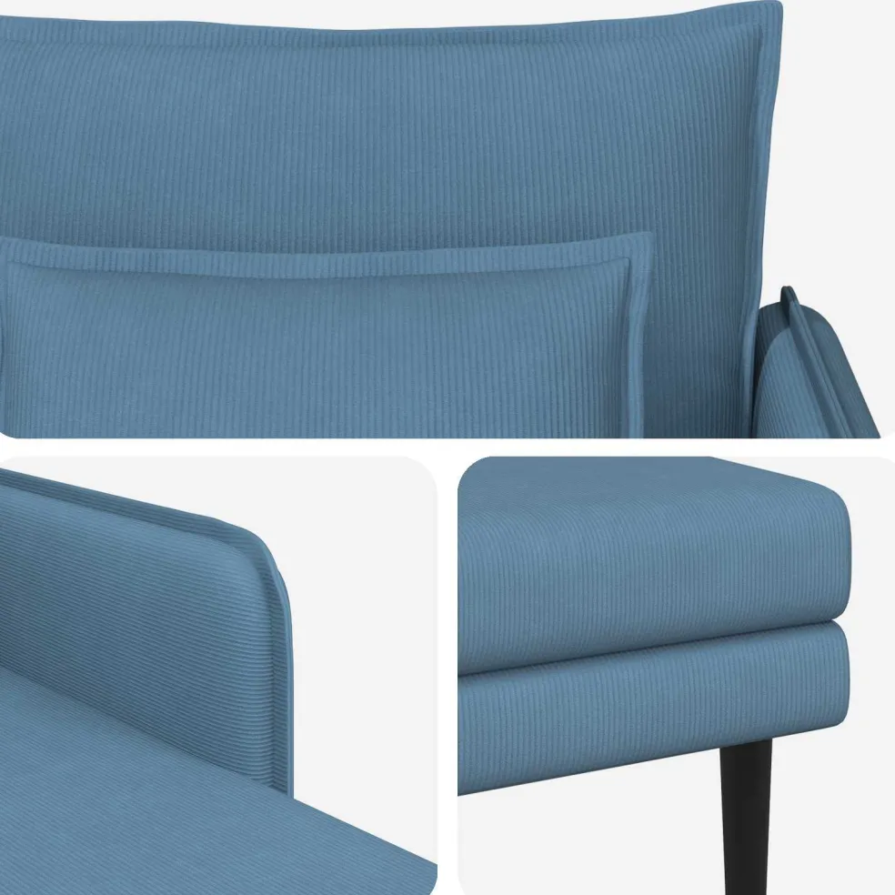 vidaXL Grote chaise longue Blauw Katoenen stof