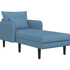 vidaXL Grote chaise longue Blauw Katoenen stof