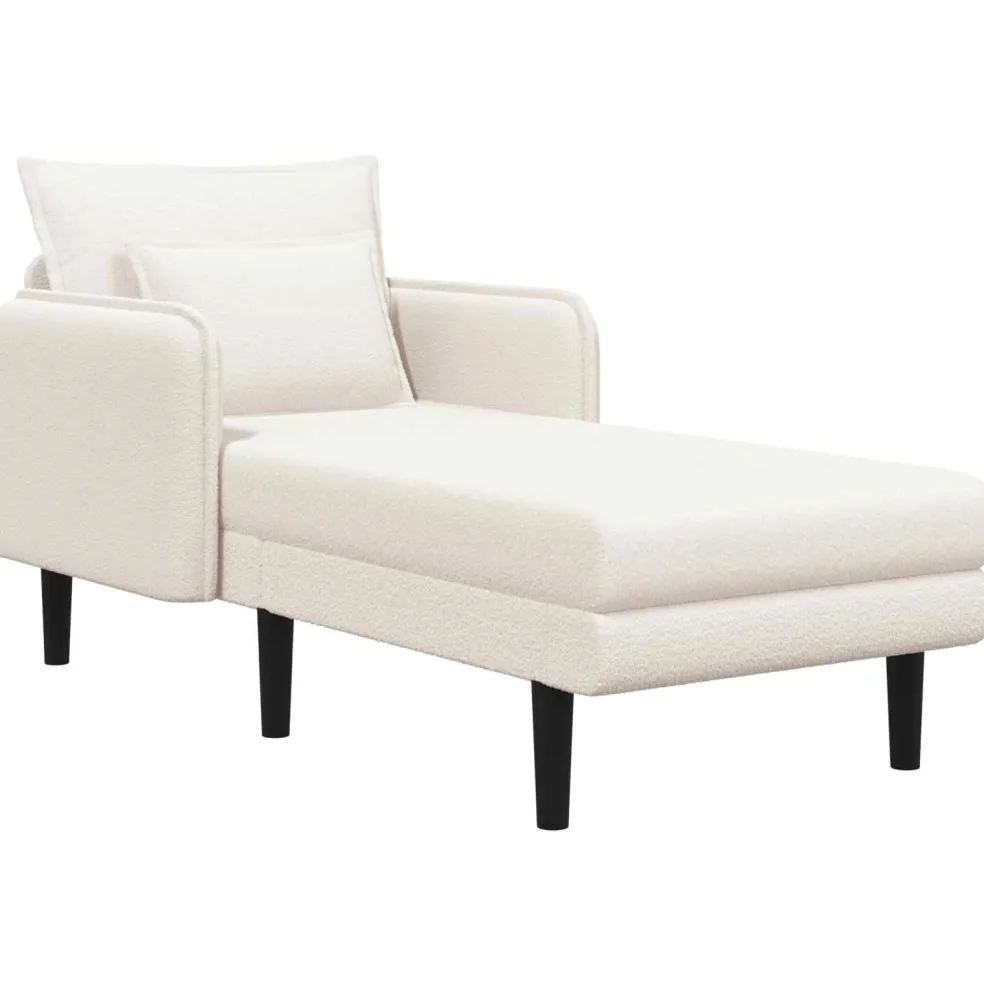 vidaXL Grote chaise longue Crèmekleurig Bouclé