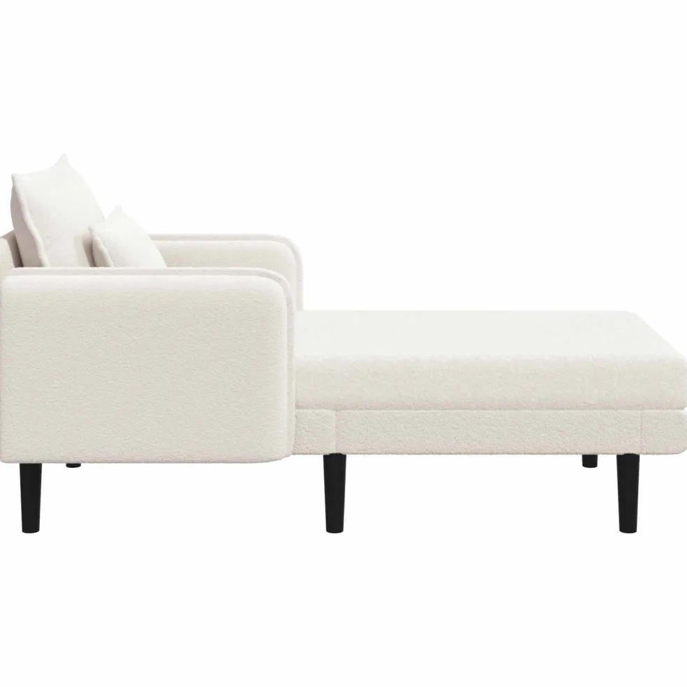 vidaXL Grote chaise longue Crèmekleurig Bouclé