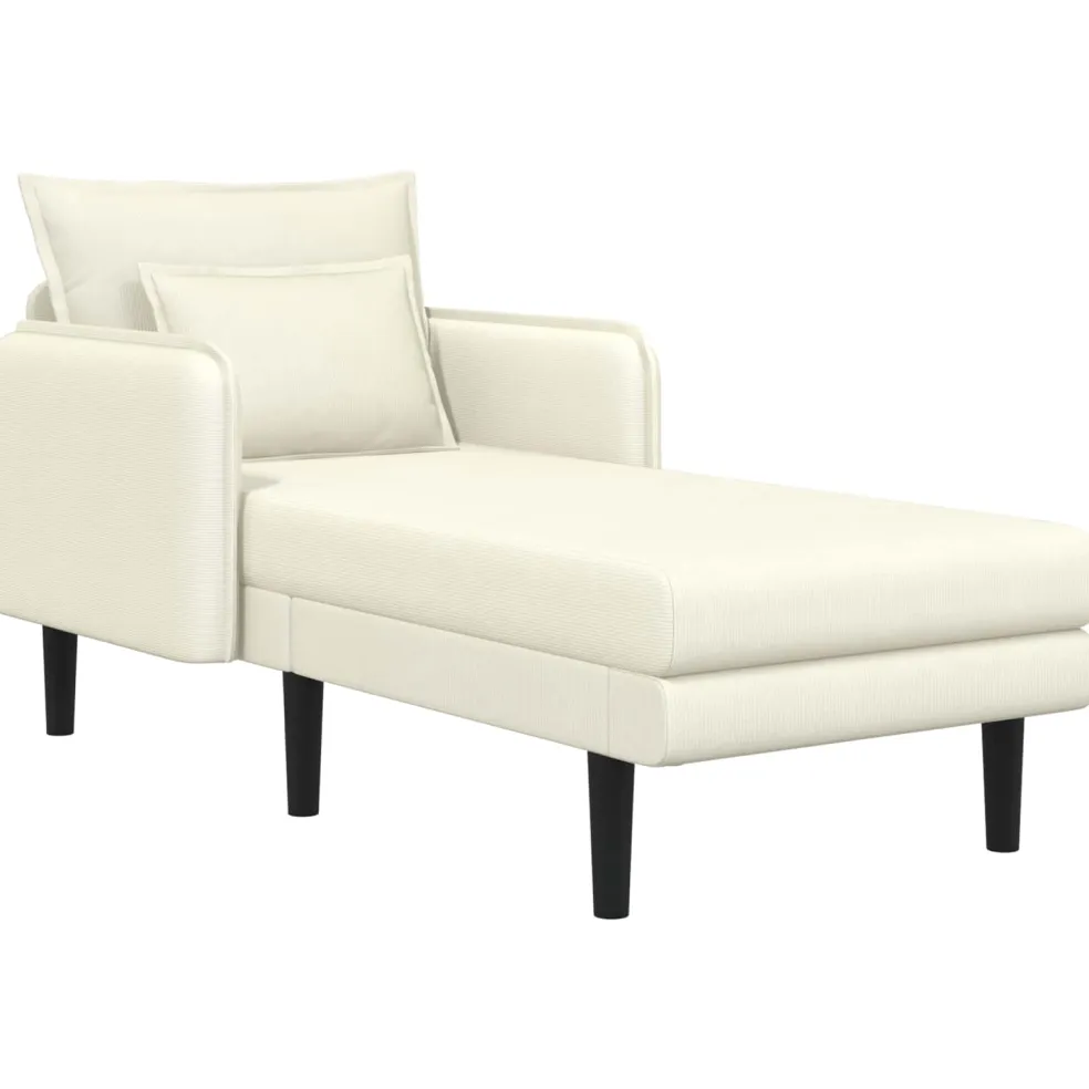 vidaXL Grote chaise longue Crèmekleurig Katoenen stof