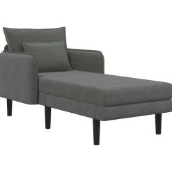 vidaXL Grote chaise longue Donkergrijs Katoenen stof