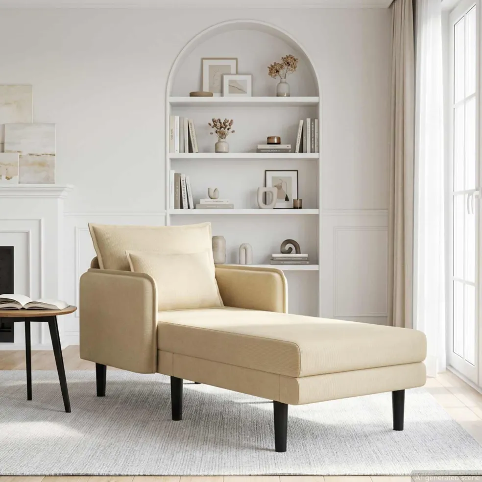 vidaXL Grote chaise longue Grijs groen Katoenen stof