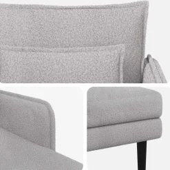 vidaXL Grote chaise longue Lichtgrijs Bouclé