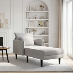 vidaXL Grote chaise longue Lichtgrijs Bouclé