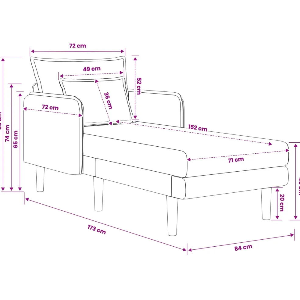 vidaXL Grote chaise longue Lichtgrijs Katoenen stof