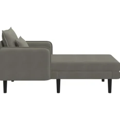 vidaXL Grote chaise longue Lichtgrijs Katoenen stof